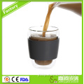 double wall drinking glass tumbler with silicone sleeve